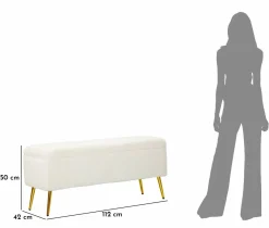 Panca contenitore rivestita bianca e oro 112x42x50h cm - Aiano