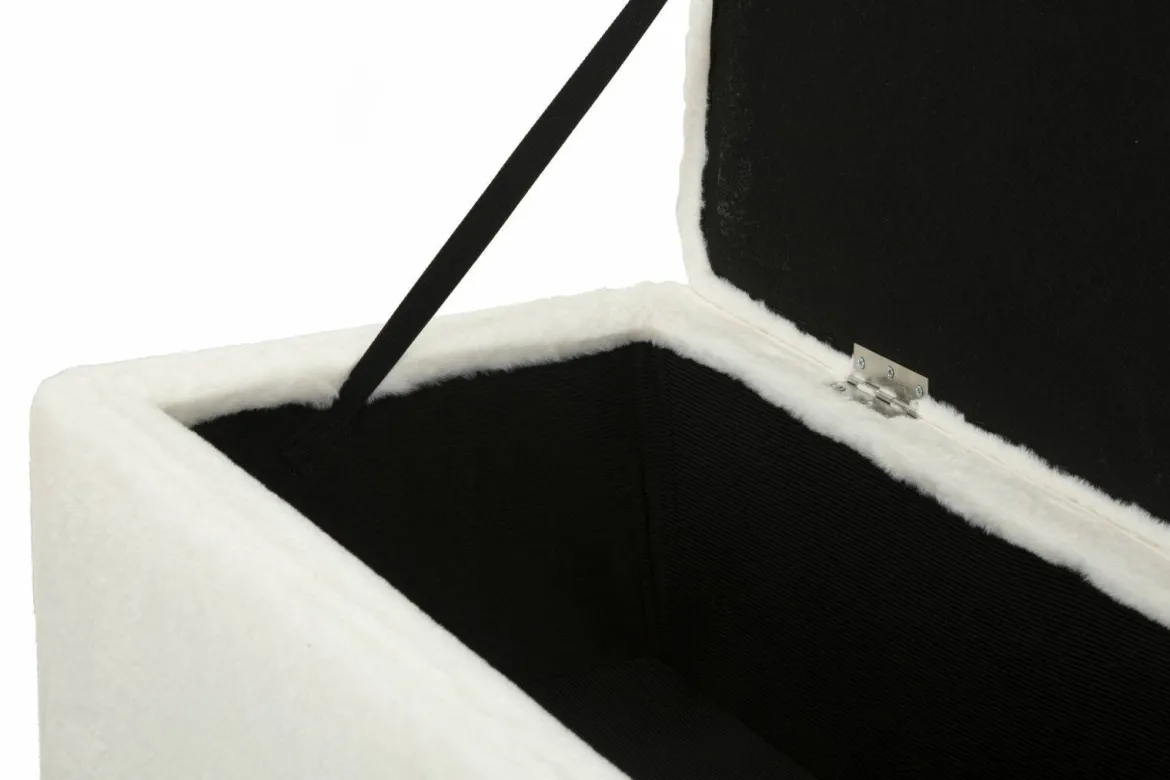 Panca contenitore rivestita bianca e oro 112x42x50h cm - Aiano