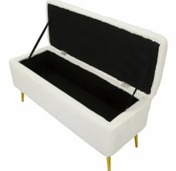 Panca contenitore rivestita bianca e oro 112x42x50h cm - Aiano