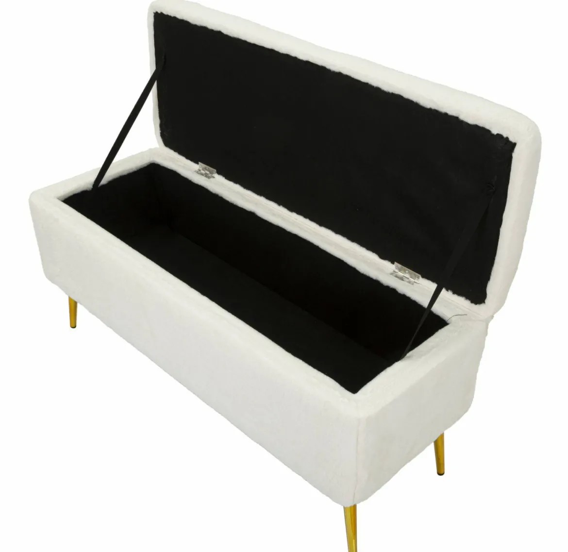 Panca contenitore rivestita bianca e oro 112x42x50h cm - Aiano