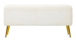 Panca contenitore rivestita bianca e oro 112x42x50h cm - Aiano