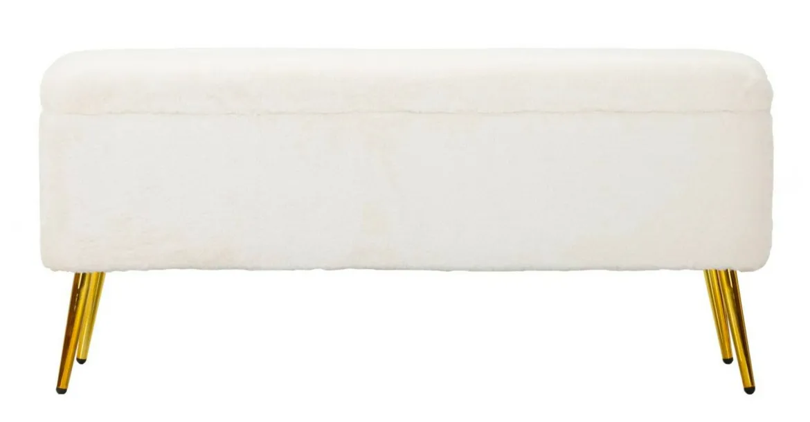 Panca contenitore rivestita bianca e oro 112x42x50h cm - Aiano