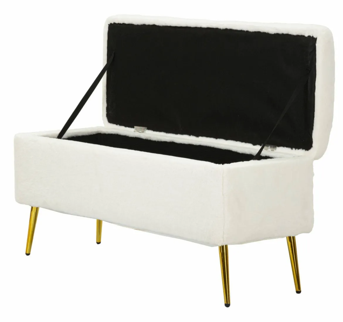 Panca contenitore rivestita bianca e oro 112x42x50h cm - Aiano