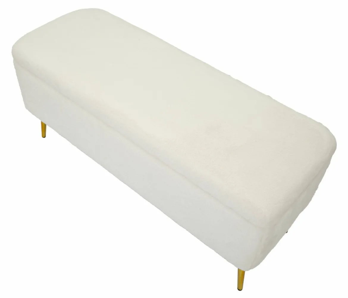 Panca contenitore rivestita bianca e oro 112x42x50h cm - Aiano