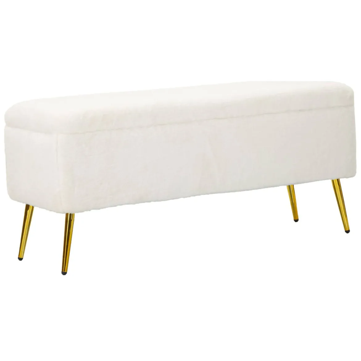 Panca contenitore rivestita bianca e oro 112x42x50h cm - Aiano