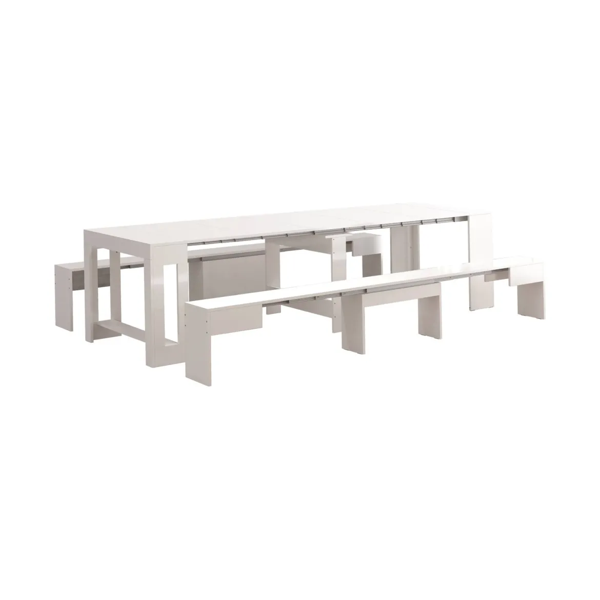 Panca estensibile bianca lucida 290x25x45h cm - Quedan