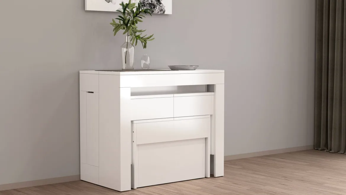 Panca estensibile bianca lucida 290x25x45h cm - Quedan