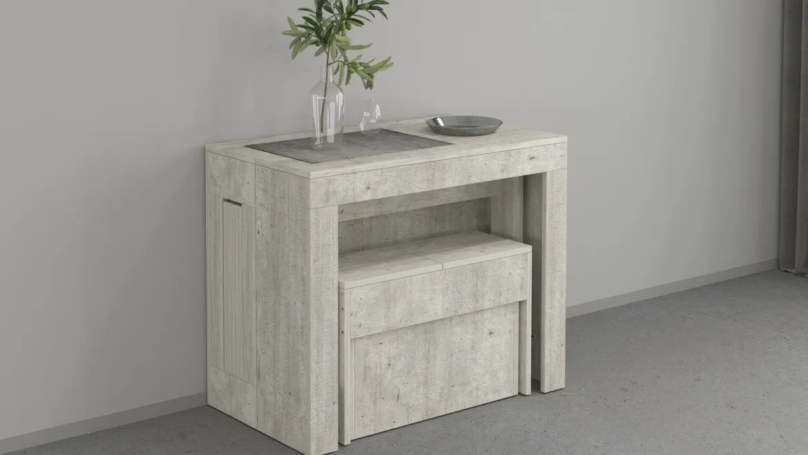 Panca estensibile cemento 290x25x45h cm - Yutu
