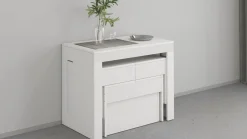 Panca estensibile da pranzo bianca lucida 290x25x45h cm - Quedan