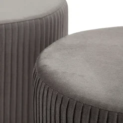 Panca Grigio Scuro oro con due Sgabelli, Panca Contenitore Materiale Struttura in Metallo 80x37x42h cm, Colore Seduta Grigio - Soroti