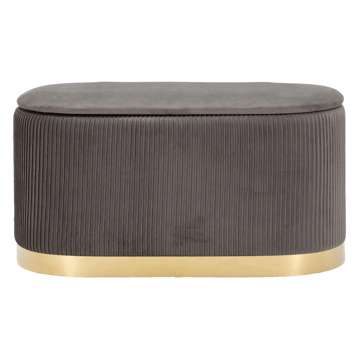 Panca Grigio Scuro oro con due Sgabelli, Panca Contenitore Materiale Struttura in Metallo 80x37x42h cm, Colore Seduta Grigio - Soroti