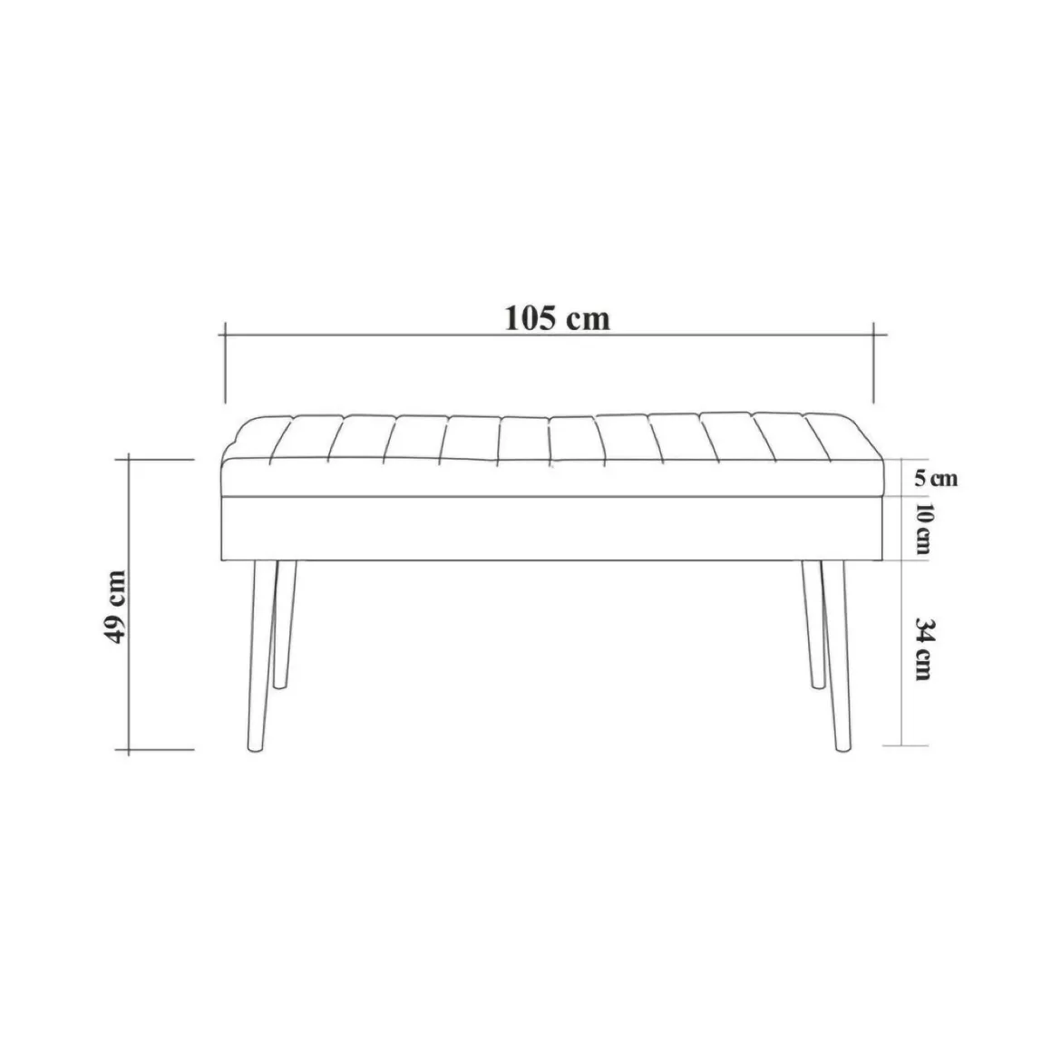 Panca Marrone Noce Nero Antracite Peso Supportato 130 kg Colore Struttura Nero 105x40x49h cm, Altezza Seduta 40 cm - Falcon