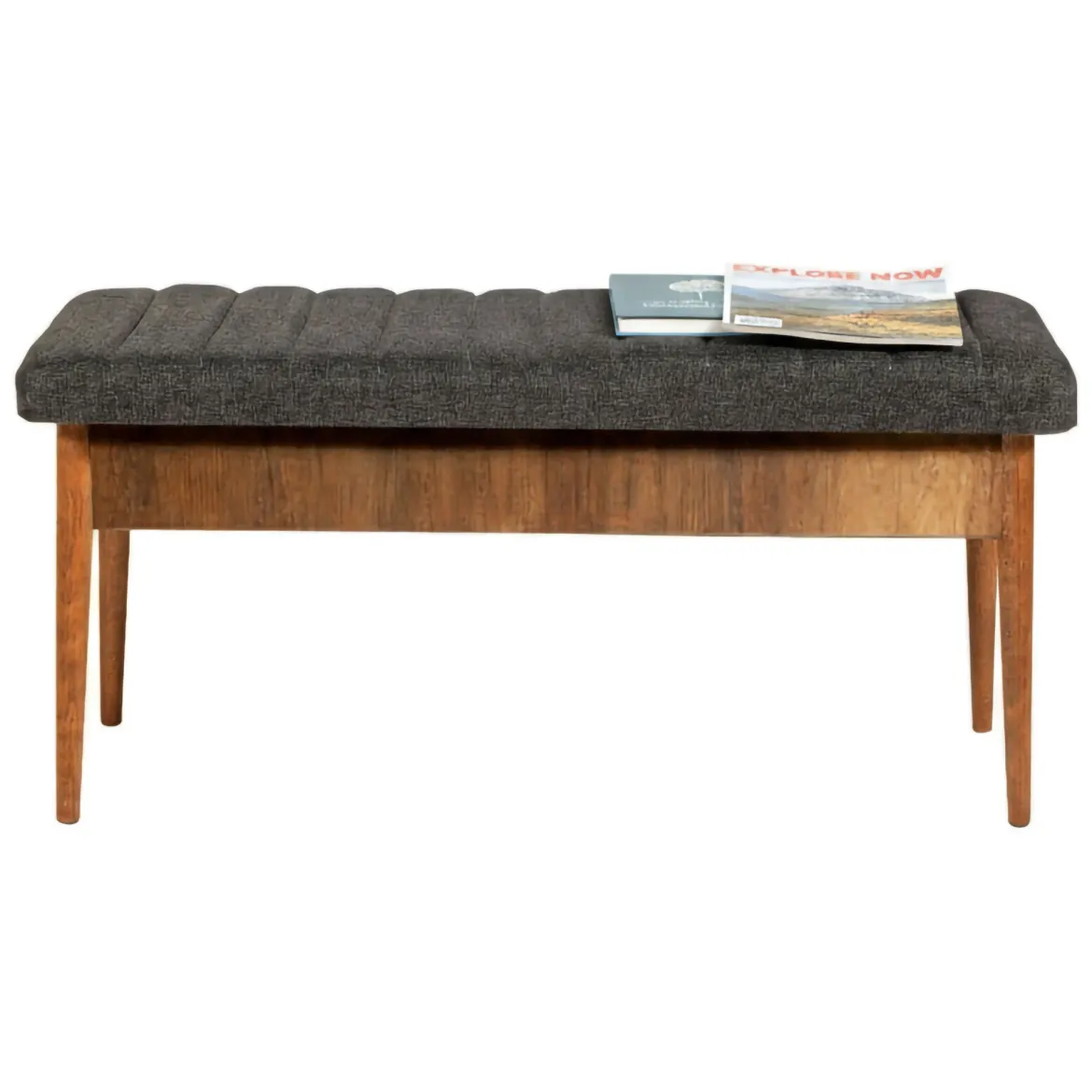 Panca Marrone Noce Nero Antracite Peso Supportato 130 kg Colore Struttura Nero 110x40x48h cm, Altezza Seduta 48 cm - Arielli