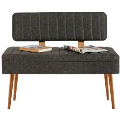Panca Marrone Quercia Nero Antracite Peso Supportato 150 kg Colore Struttura Nero 105x40x85h cm, Altezza Seduta 40 cm - Barthelemy