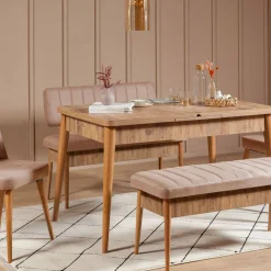 Panca Marrone Quercia Rosa Peso Supportato 150 kg Colore Struttura Rosa 110x40x85h cm, Altezza Seduta 51 cm - Salento