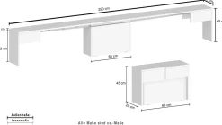Panca moderna estensibile bianca 290x25x45h cm - Yutu