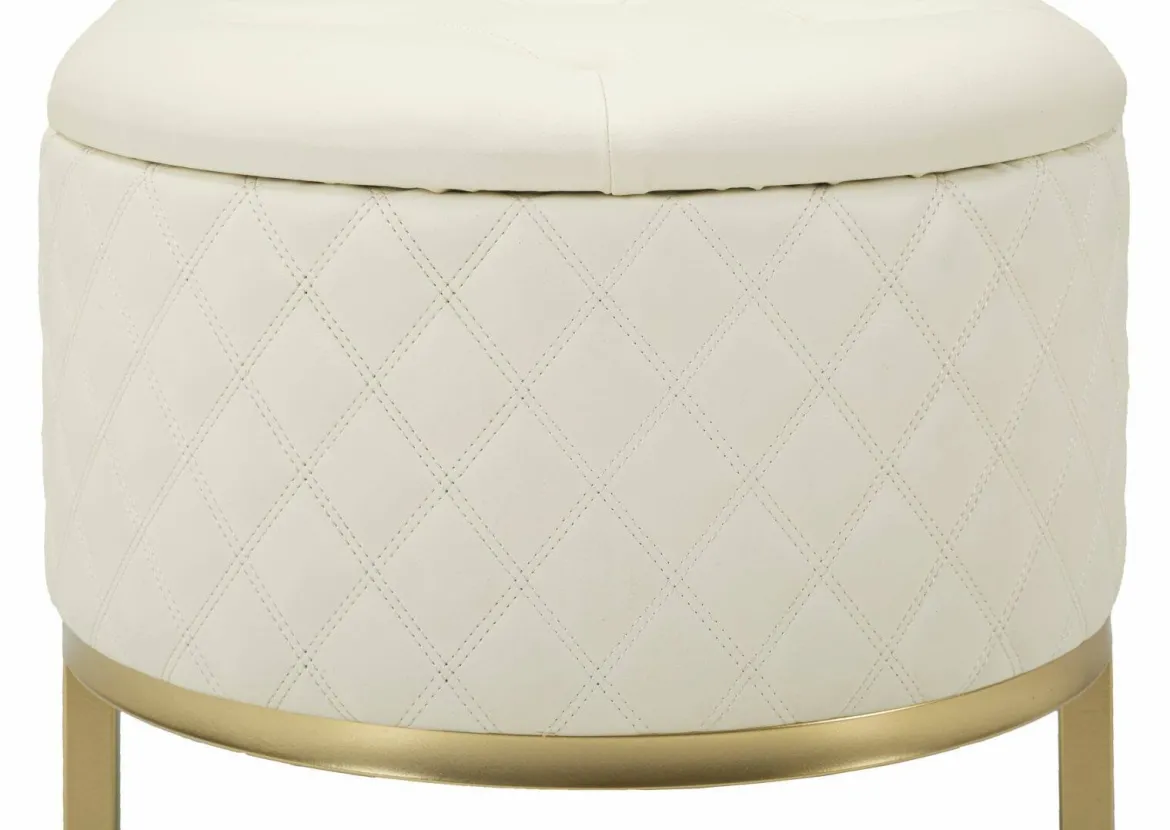 Panca shabby bianca e oro 120x40x43h cm - Golfo