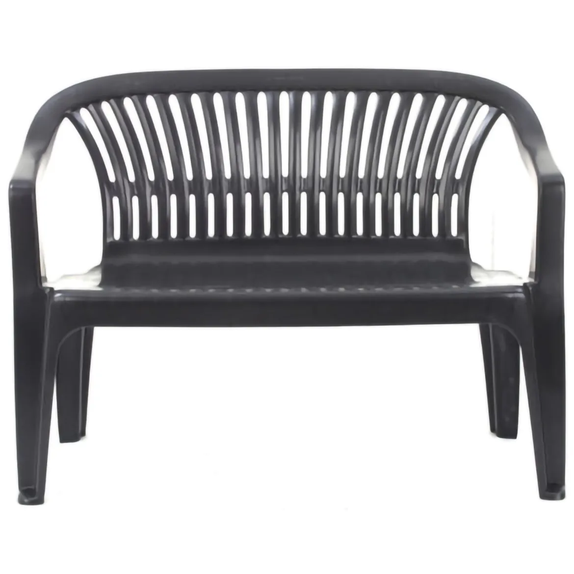 Panchina da Esterno Nero Antracite 2 Posti Impilabile 114x55x82h cm, Braccioli Made in Italy - Asmi