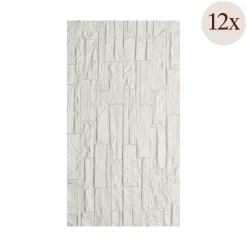 Pannello Decorativo Bianco Quarzite set da 12, Facile da Tagliare, Facile da Installare Texture Realistica 60x2.5 cm, - Torriana