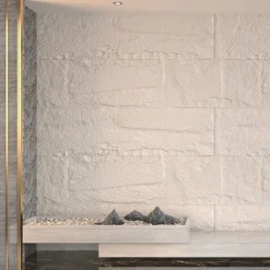 Pannello Decorativo Bianco Roccia set da 10, Facile da Tagliare, Facile da Installare Texture Realistica 60x3 cm, Isolante Acustico Buona Isolazione