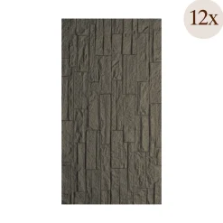 Pannello Decorativo Grigio Ardesia set da 12, Facile da Tagliare, Facile da Installare Texture Realistica 60x2.5 cm, - Torriana