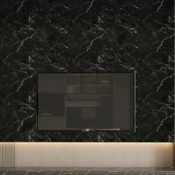 Pannello Decorativo Nero Marmo set da 12, Facile da Tagliare, Facile da Installare Texture Realistica 60x0.3 cm, Isolante Acustico Scarsa Isolazione
