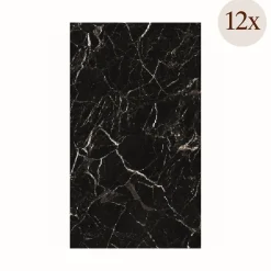 Pannello Decorativo Nero Marmo set da 12, Facile da Tagliare, Facile da Installare Texture Realistica 60x0.3 cm, Isolante Acustico Scarsa Isolazione