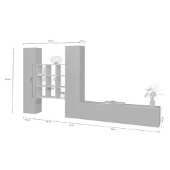 Parete attrezzata 3 ante 270cm antracite e acero - Genoveffa