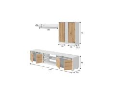 Parete attrezzata 6 ante 200cm bianca e rovere - Astulo