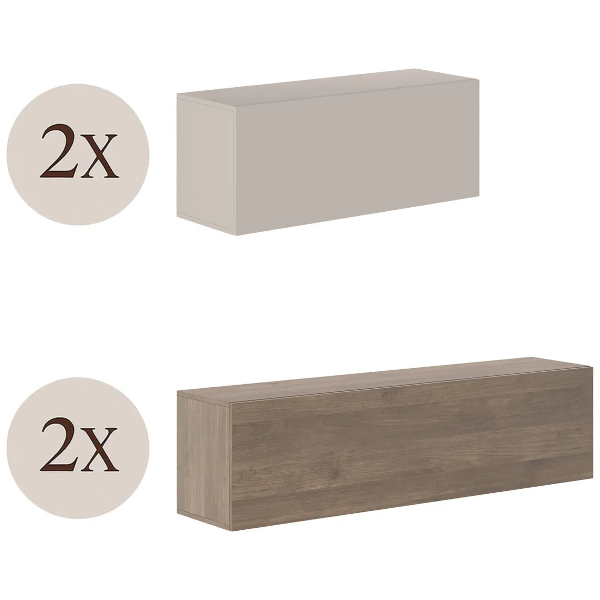 Parete Attrezzata Beige Marrone Noce 4 Ripiani Modulabile, Apertura Battente - Suisio