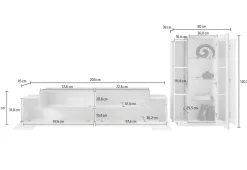 Parete Attrezzata Beige Modulabile 2 Ripiani, Apertura Battente - Gava