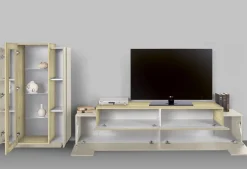 Parete Attrezzata Beige Modulabile 2 Ripiani, Apertura Battente - Gava