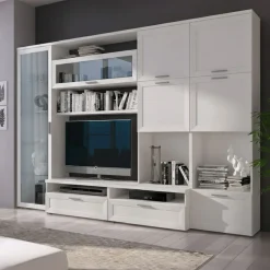 Parete Attrezzata Bianco Modulabile 5 Ripiani, 10 Ante - Cicala