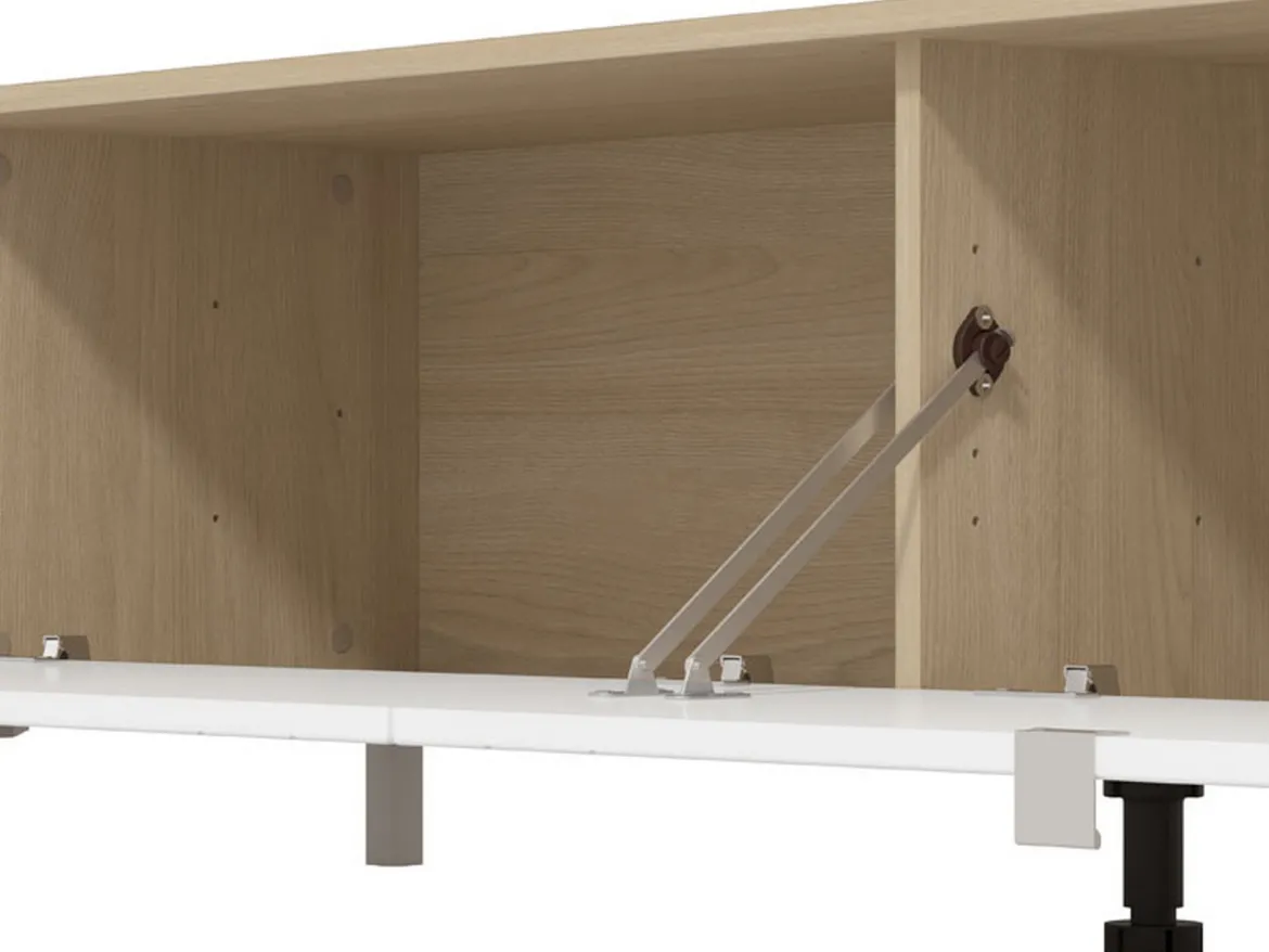 Parete Attrezzata Bianco Opaco Marrone Rovere 7 Ripiani un Cassetto 234x40x176h cm, Modulabile - Elice