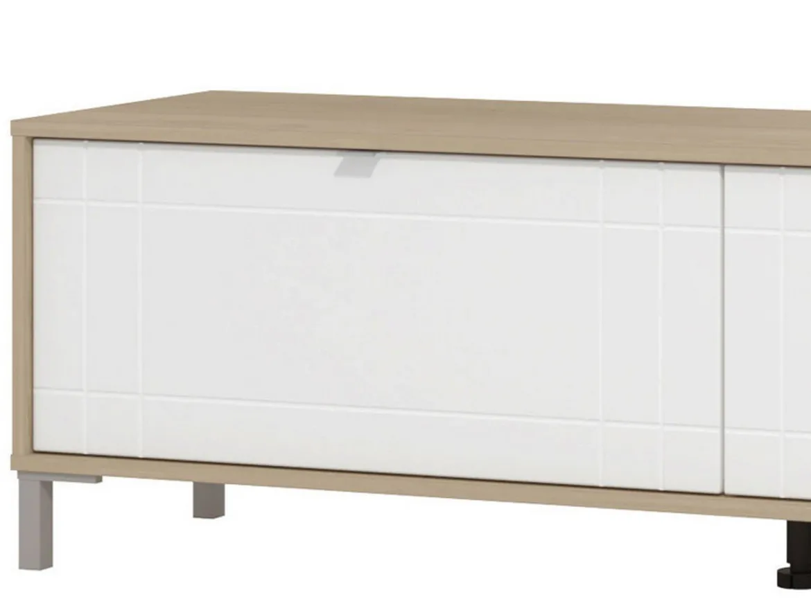 Parete Attrezzata Bianco Opaco Marrone Rovere 7 Ripiani un Cassetto 234x40x176h cm, Modulabile - Elice