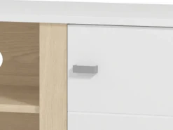 Parete Attrezzata Bianco Opaco Marrone Rovere Nodi Modulabile 8 Ripiani 299x40x192.5h cm, 10 Vani - Cimbergo