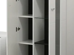 Parete Attrezzata Bianco Opaco Nero Modulabile 7 Ripiani 264x41.5x182h cm, 4 Ante - Ozzero