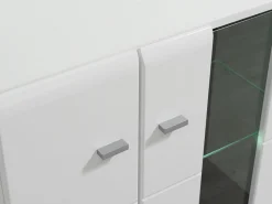 Parete Attrezzata Bianco Opaco Nero Modulabile 7 Ripiani 264x41.5x182h cm, 4 Ante - Ozzero