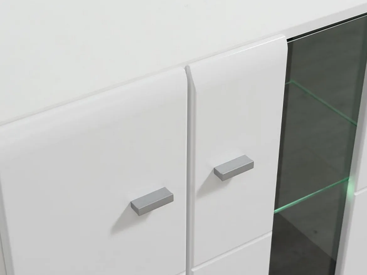 Parete Attrezzata Bianco Opaco Nero Modulabile 7 Ripiani 264x41.5x182h cm, 4 Ante - Ozzero