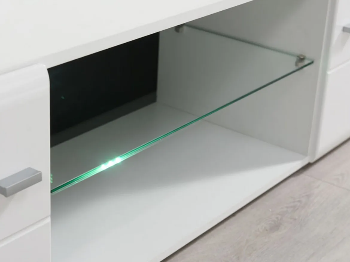 Parete Attrezzata Bianco Opaco Nero Modulabile 7 Ripiani 264x41.5x182h cm, 4 Ante - Ozzero