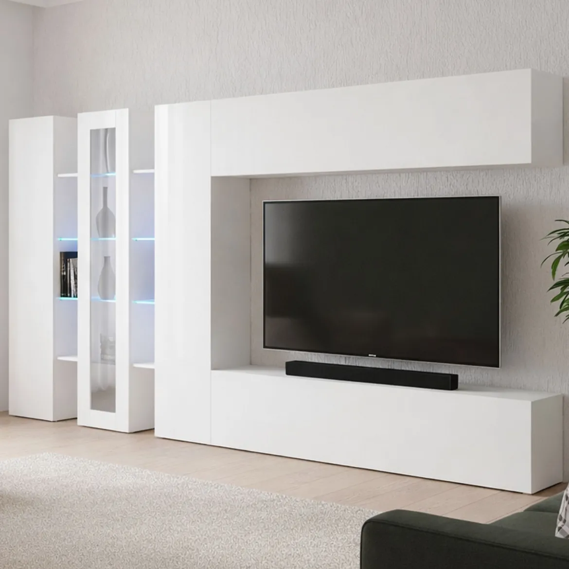 Parete Attrezzata Bianco 20 Ripiani Modulabile 320x30x180h cm, 19 Vani - Bellino