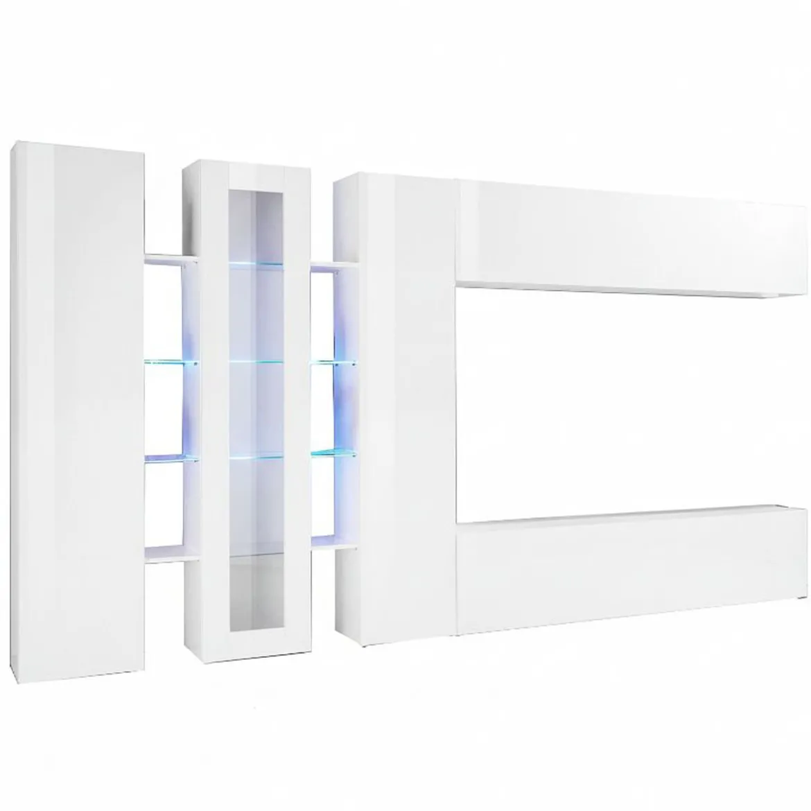 Parete Attrezzata Bianco 20 Ripiani Modulabile 320x30x180h cm, 19 Vani - Bellino