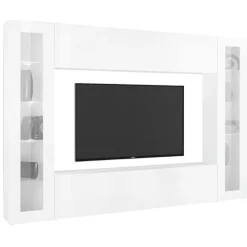 Parete Attrezzata Bianco 8 Ripiani Modulabile 260x30x180h cm, 12 Vani - Bellizzi