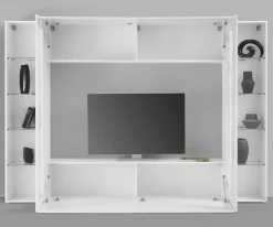 Parete Attrezzata Bianco 8 Ripiani Modulabile 260x30x180h cm, 12 Vani - Bellizzi