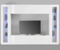 Parete Attrezzata Bianco 8 Ripiani Modulabile 260x30x180h cm, 12 Vani - Bellizzi