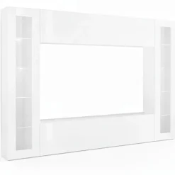 Parete Attrezzata Bianco 8 Ripiani Modulabile 260x30x180h cm, 12 Vani - Bellizzi