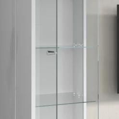 Parete Attrezzata Grigio Ardesia Bianco Lucido 8 Ripiani 5 Ante 245x40x191.2h cm, Apertura Battente - Galatina