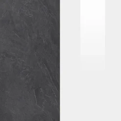 Parete Attrezzata Grigio Ardesia Bianco Lucido 8 Ripiani 5 Ante 245x40x191.2h cm, Apertura Battente - Galatina
