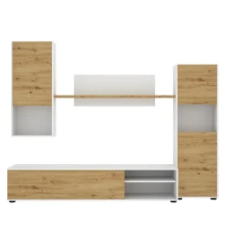 Parete attrezzata in legno 240cm bianca lucida e ardesia - Granato