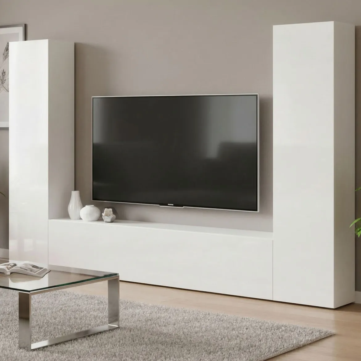 Parete attrezzata in legno 290cm antracite e acero - Arga